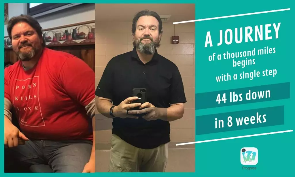 BJ before and after losing 44 lbs