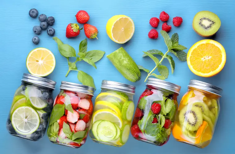 Healthy detox water with fruits. - how to banish belly bloat for good