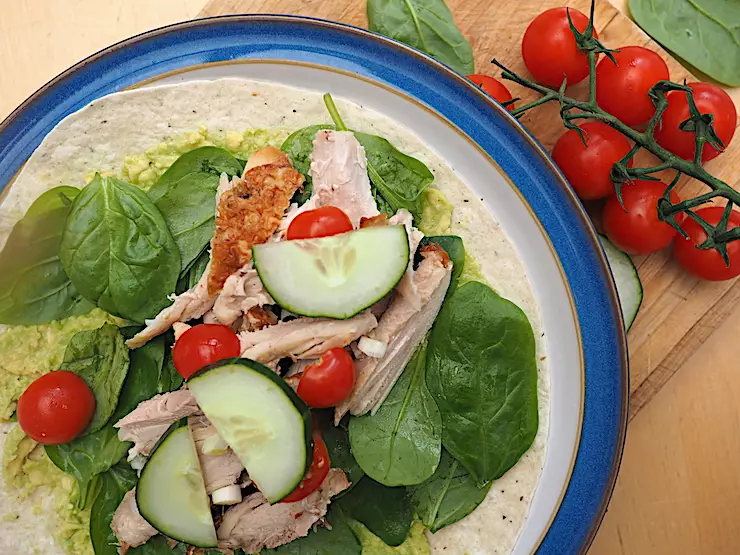 These super tasty chicken wraps are lightning fast to make for a healthy lunch - they're great for using up leftovers