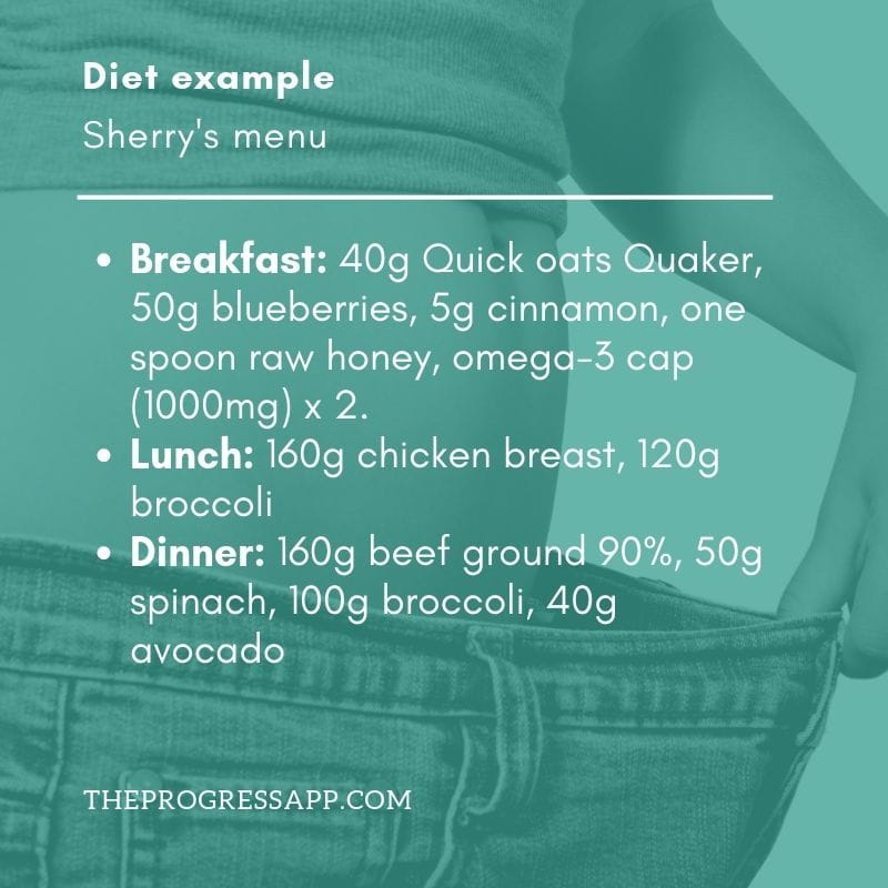 Sherry’s diet to lose 46 lbs in 18 weeks