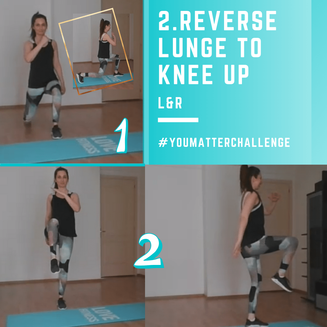 Full Body Workout Exercise 2 Reverse Lunge to Knee Up